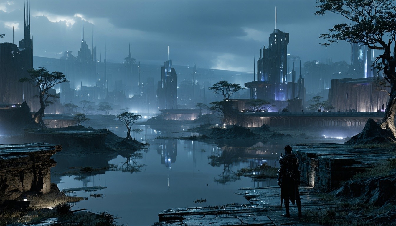Concept art from a narrative-driven game developed by Onyx Wolf System.